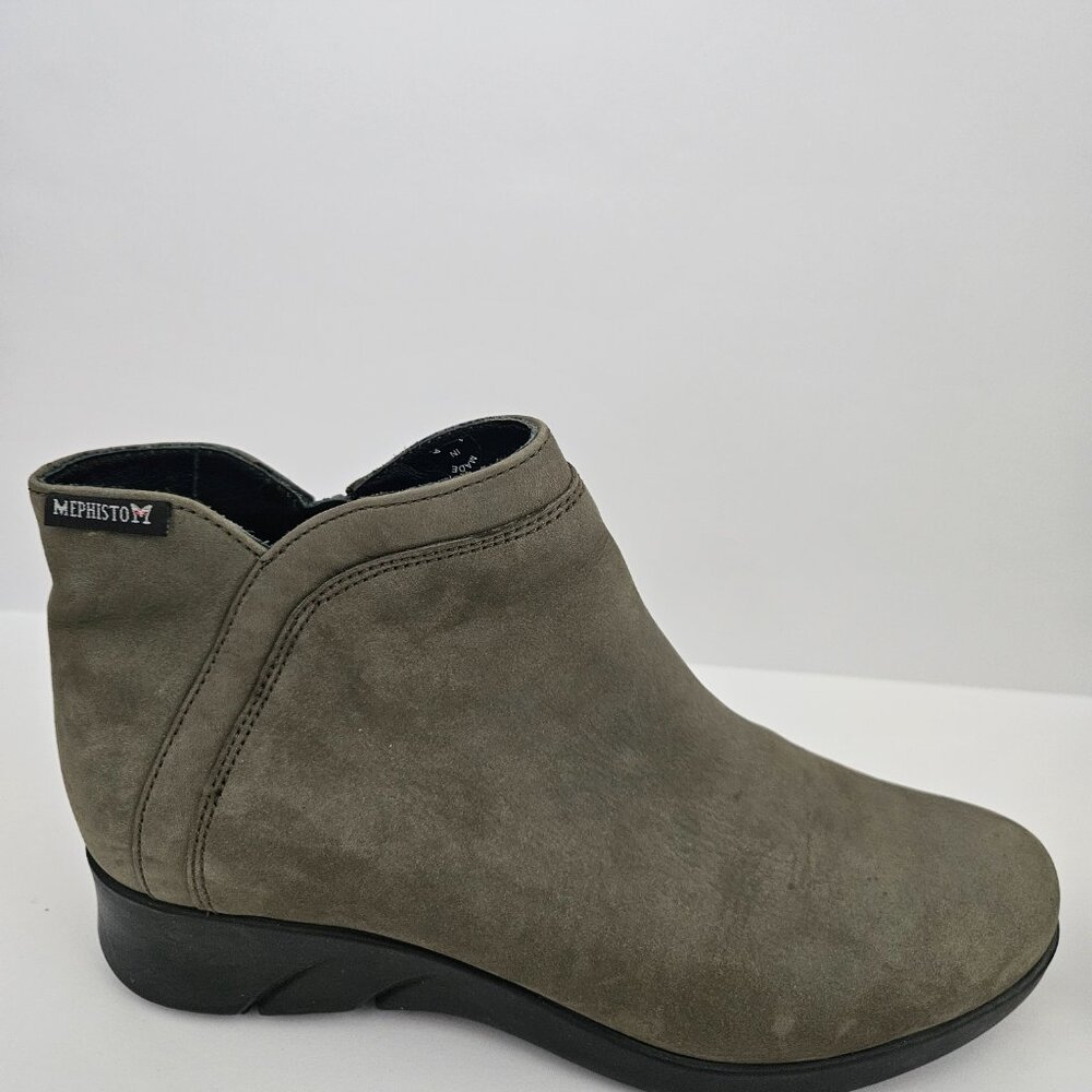 Mephisto Margaux Khaki Green Suede Wedge Ankle Boots Zip Booties Size 6 - Picture 4 of 15
